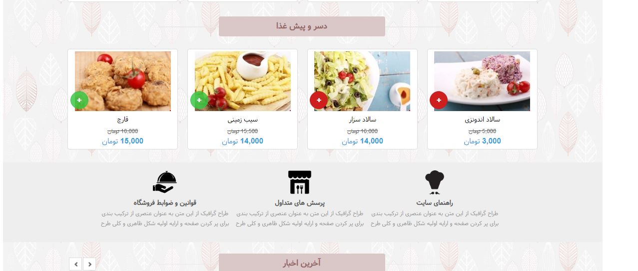 طراحی سایت فروش اینترنتی غذا و فست فود 